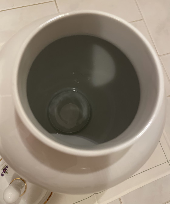 Image 1 of Jarrón alto de porcelana noble con tapa/decoración H 37 cm en blanco de Crown Regent