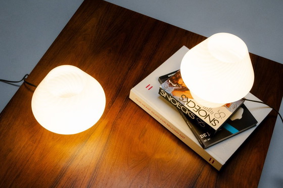 Image 1 of Set of 2 Mushroom Table Lamps by Venini for Mazzega, Italy, 1960s