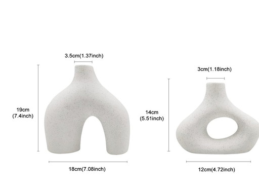 2er-Set Weiße Keramikvasen