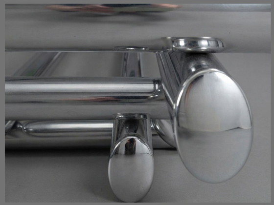 1970s Chrome & Glass Coffee Table – Attributed to Paul Mayén – paul mayen, Salontafels (photo 8 of 8)