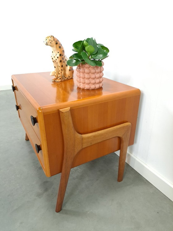 Image 1 of Commode en teck avec poignées en métal noir, meuble TV