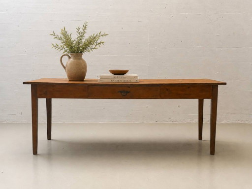 Farmhouse wooden table made of solid softwood, 1960s