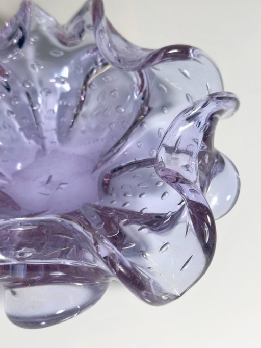 Alexandrit Glas Aschenbecher Murano Bullicante Bubbles Mid Century 50er 70er Italien Palo Santo Schale Neodym Flieder Rosa