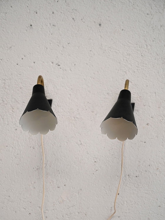Image 1 of Paire d'appliques scandinaves noires des années 1950/60