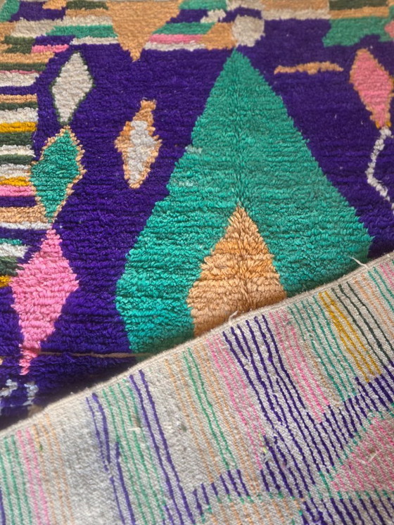 Image 1 of Alfombra Boujaad marroquí morada y verde 242 x 154 cm