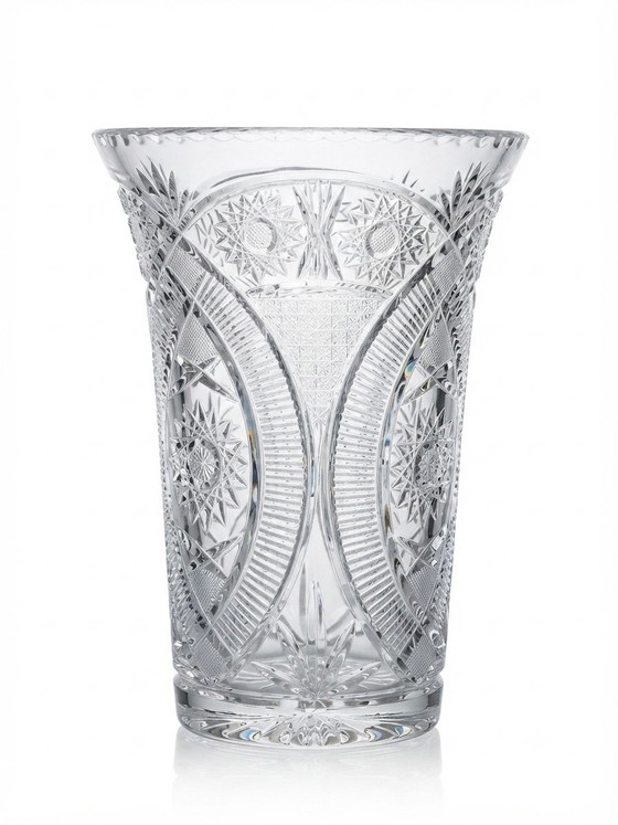 Monumental Hand-Cut Crystal Vase New Old Stock HS SUDETY POLAND 60s 70s Label 5kg 30 Cm – HS SUDETY POLOGNE (photo 3 of 15)