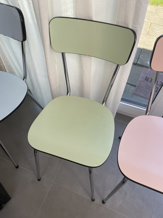Image 1 of 3 unique Formica chairs in pastel colors
