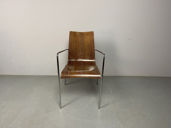 Set van zes mid-century moderne eetkamerstoelen van wengéhout, toegeschreven aan Thonet, Duitsland, jaren (photo 8 of 15)