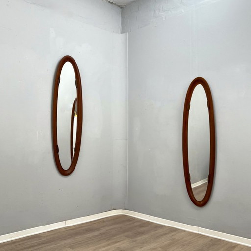 Campo E Graffi Oval Shell Mid-Century Teak Mirrors 1960s – spiegels, Wood