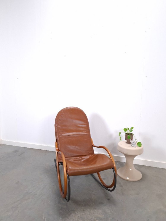 Image 1 of Leder-Schaukelstuhl Nonna von Paul Tuttle, Strässle, Schaukelstuhl