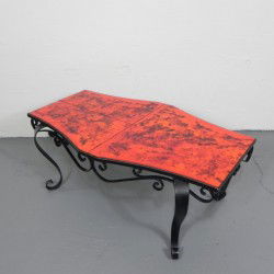 Heavy Vintage Coffee Table 3 Tiles in a Steel Frame - 1960s