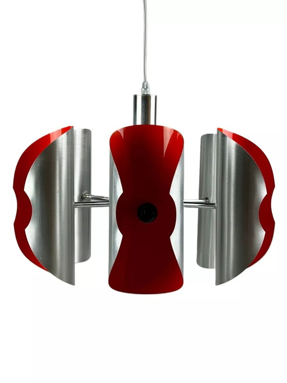 Image 1 of 60's 70's Lustre Sputnik à 6 flammes en métal Chrome Space Age Design