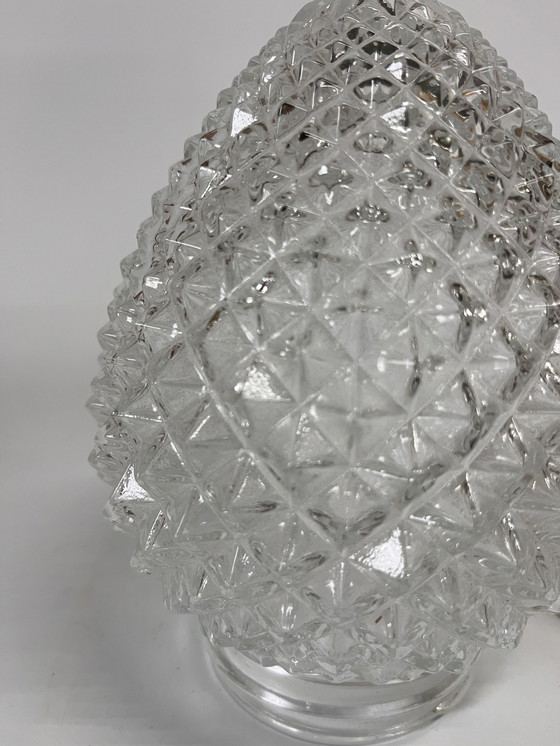 Image 1 of 1X Vintage Plafondlamp ‘Dennenappel’ Helder Glas Corodex Armatuur