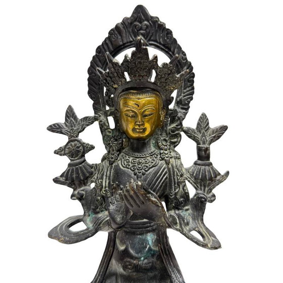 Maitreya Bodhisattva Chino en Postura Devocional – Bronce Dorado, lote 445 – Esculturas, Bronze (photo 9 of 10)