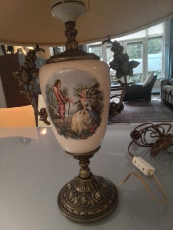 Lampada da Tavolo Classica con Scena Pastorale, Lampade da tavolo, Bronzo, Tessile, Beige, Klassiek (foto 5 di 5)