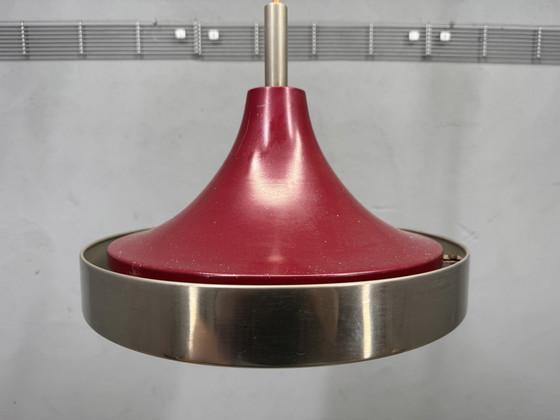 Image 1 of Red metal pendant lamp 1960s