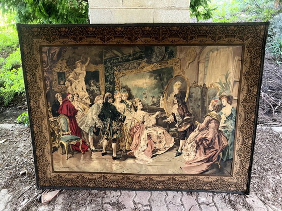 Image 1 of Tapisserie murale 1876 « Visite à l'atelier de l'artiste » V. de Parades