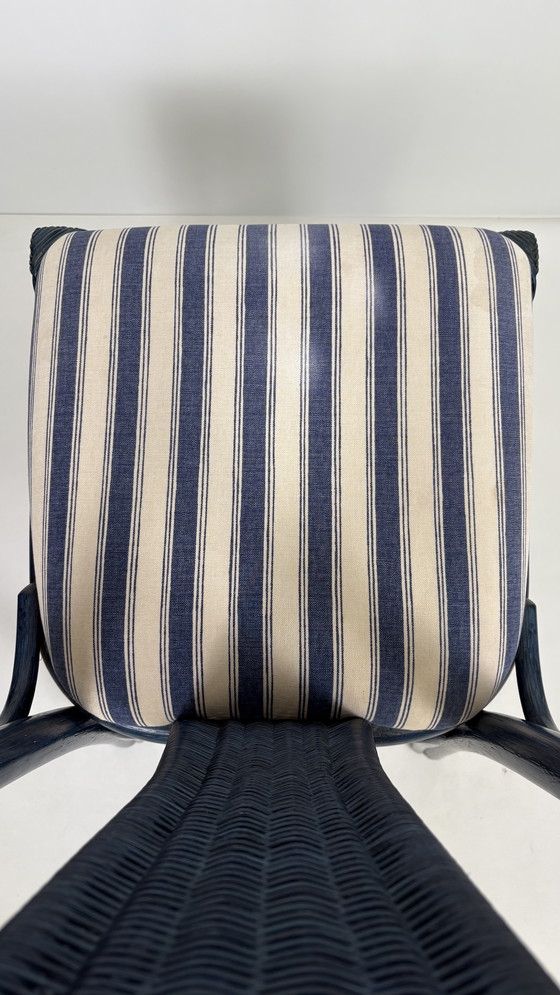 Image 1 of Vintage set eighties manou bamboo chairs dining table top glass