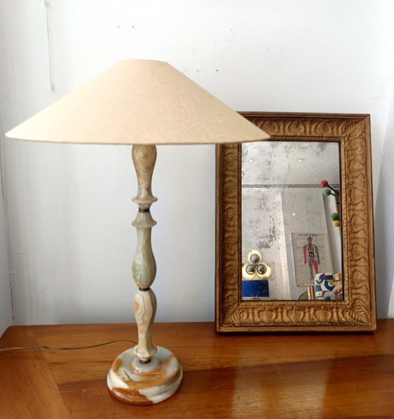 Image 1 of Lampe en onyx 62cm vintage 1970
