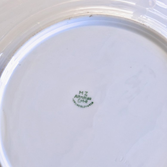 Image 1 of Vintage porseleinen servies uit de jaren 30, versierd met vogels, vlinders en een haan