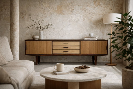 Image 1 of Vintage Mid-Century Danish Modern Wood Sideboard with Drawers, 1970s