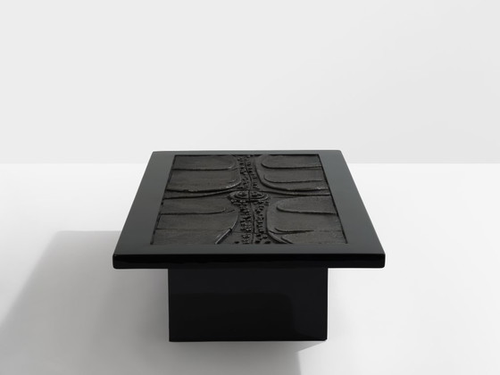 Image 1 of Belgian brutalist ceramic lacquer coffee table Erik Deforce 1977