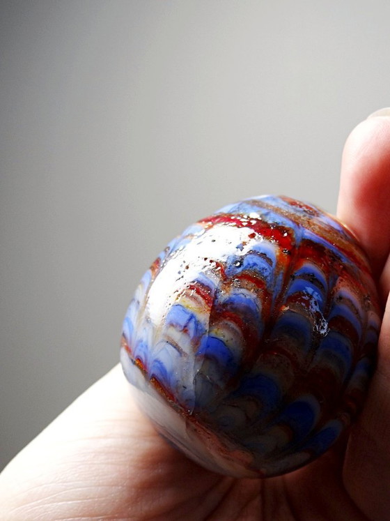 Image 1 of Pair of vintage Murano glass eggs, blown from a cane, circa 1950