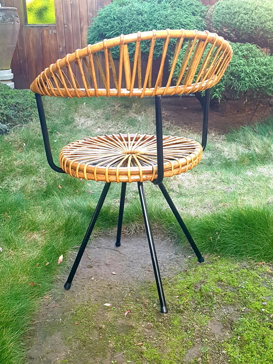 Image 1 of Sedia vintage in rattan Dirk van Sliedregt, anni '50/'60