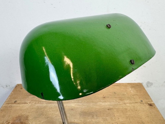 Image 1 of Vintage Green Enamel Bankers Table Lamp, 1950s