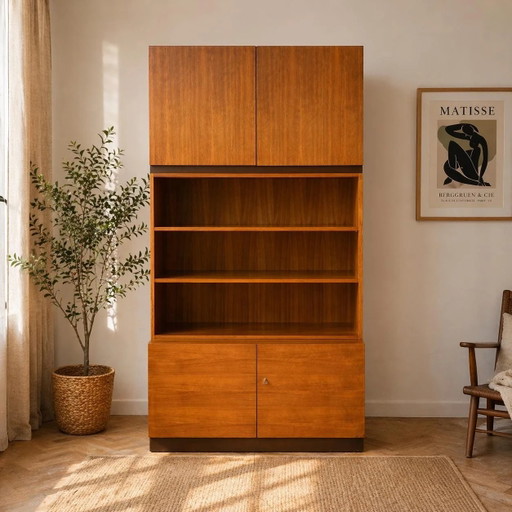 Meubles système teck Mid Century – Armoire modulaire & Étagères murales 1960s – Danish Modern style Riestenpatt, RT, Bra