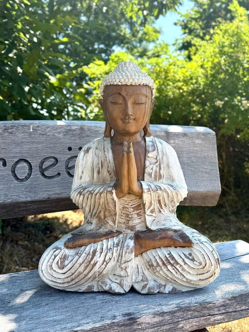 Buda de madera hecho a mano – Estatua de meditación – 53 cm – decoratieve objecten, Wood