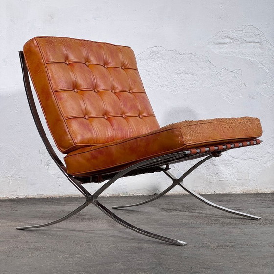 Image 1 of Barcelona Style Lounge Chair, Vintage Reproduction