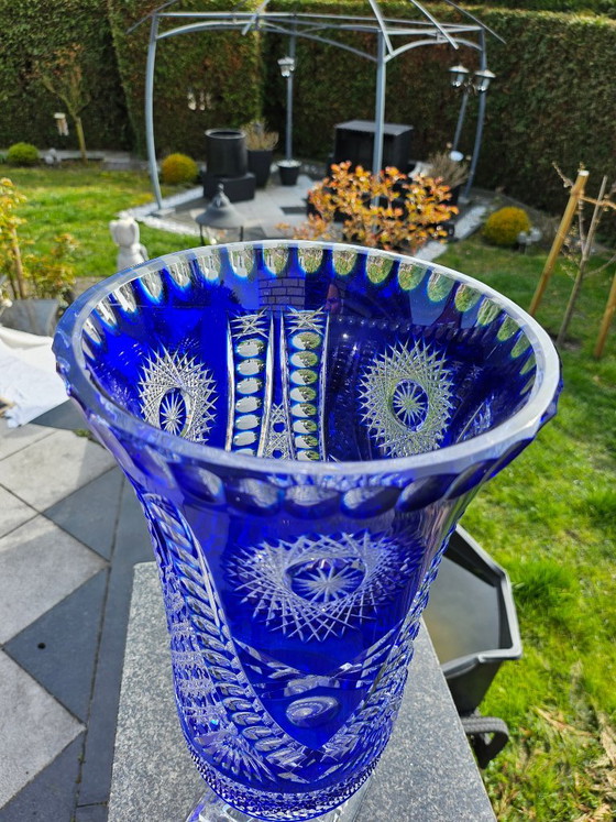 Vaso in Cristallo al Piombo Blu Cobalto Stile Boemo 45 cm Alto – Vasi (photo 6 of 6)