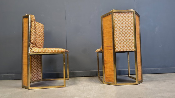 Image 1 of Romeo Rega Nr. 6 Stühle aus Messing und Korbgeflecht für Mario Sabot, 1970er Jahre – 4er-Set