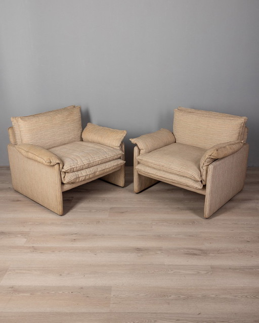 Paire de fauteuils en tissu design italien des années 80