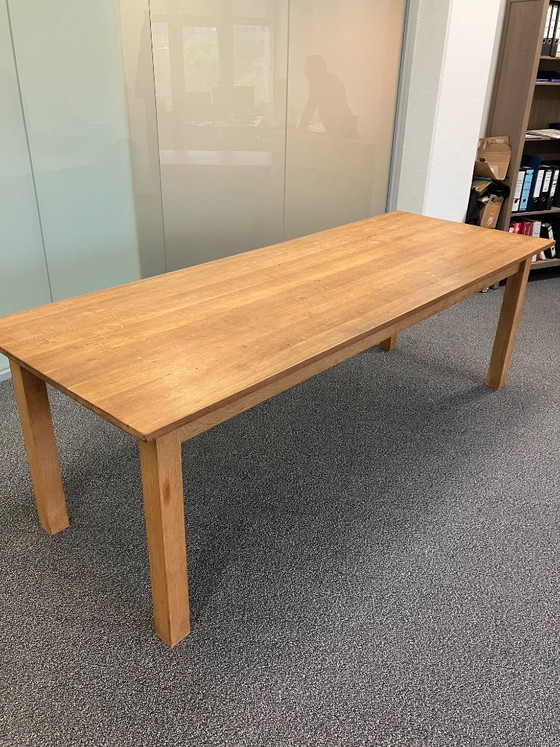 Large handmade solid oak dining table 240 x 88 cm – Merk onbekend, Wood (photo 5 of 5)