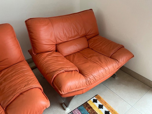 Canapé et fauteuil en cuir Nicoletti