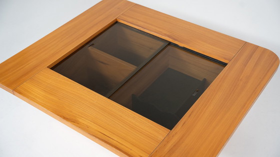 Image 1 of Mid Century Moderne Salontafel, Hout en Glas, 1970S