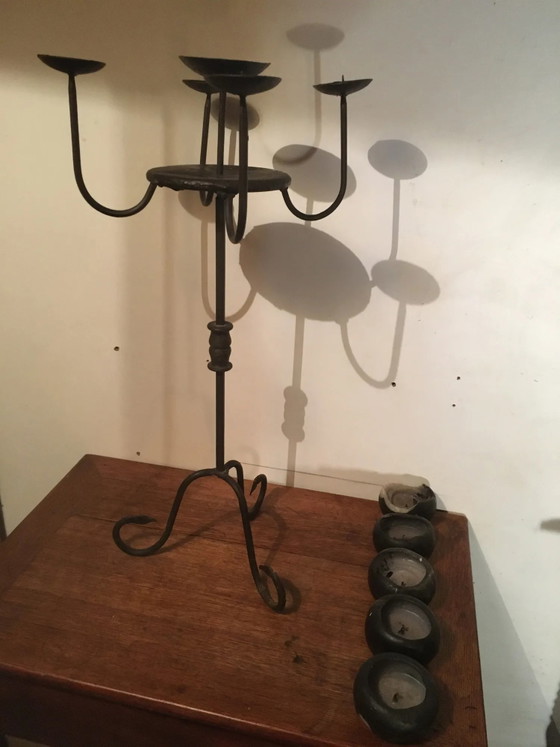 Candelabro 5 candele in ferro battuto – Portacandele, Vintage (photo 12 of 12)
