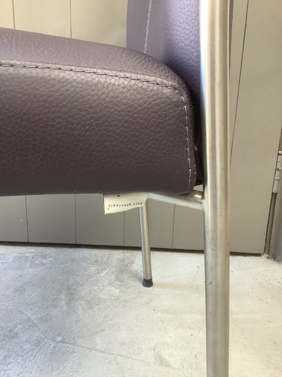 Image 1 of 6 sedie Bert Plantagie in pelle color melanzana