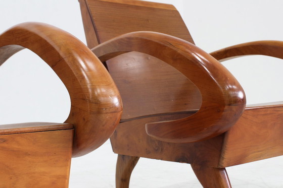 Image 1 of Set di poltrone in legno vintage della metà del secolo scorso