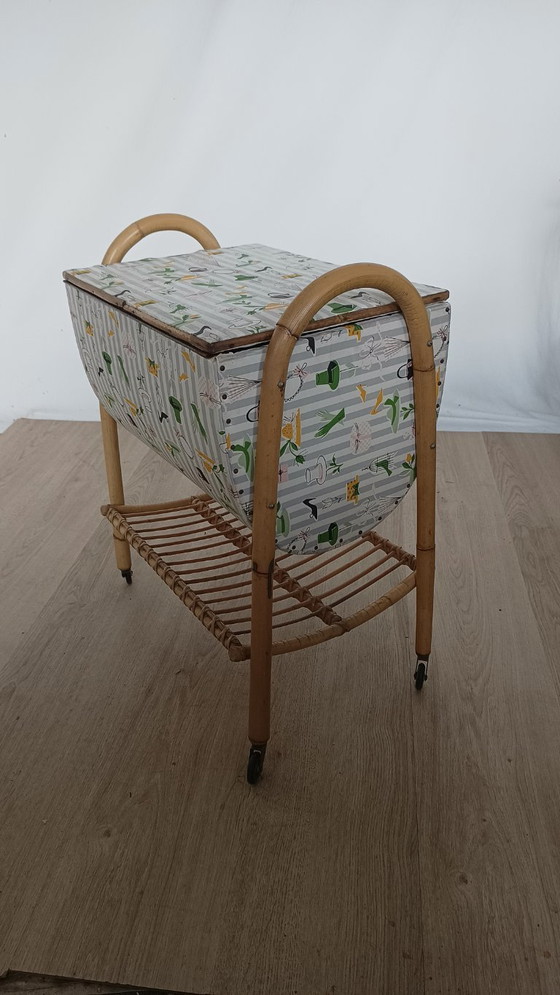 Image 1 of 1950s sewing box storage cabinet