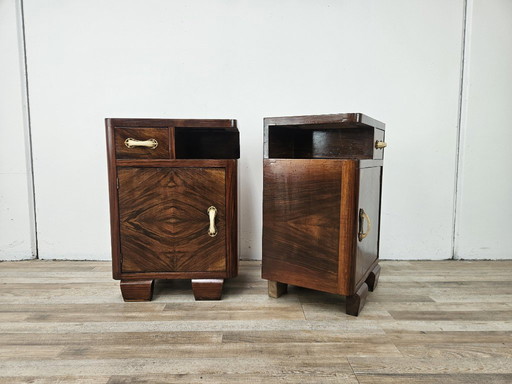 Art Decò bedside tables in briar root and Bakelite