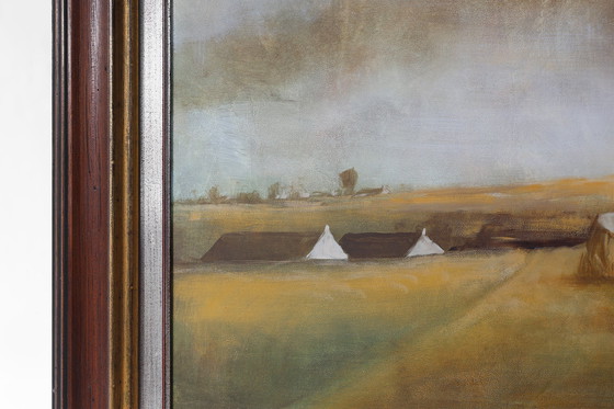 Image 1 of Large Signed Painting of a Hay Landscape from the Belgian Painter Frank Bogaert, ca. 1970