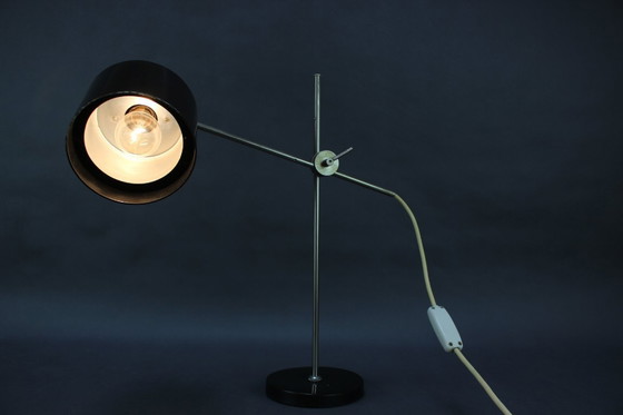 Image 1 of Lampe de table industrielle réglable en bakélite noire / Tchécoslovaquie, années 1970
