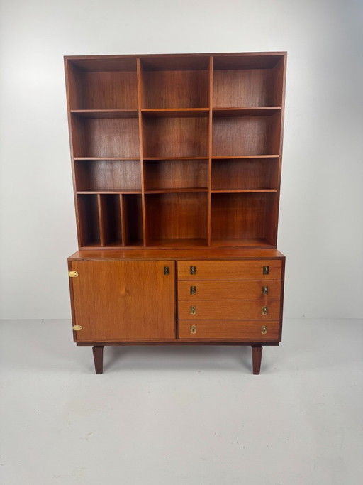 Bibliothèque en teck avec meuble et tiroirs, Peter Løvig Nielsen, Danemark, c. 1960s