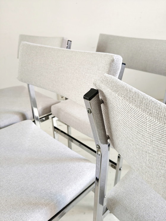 Image 1 of Vintage buisframen eetkamerstoelen opnieuw gestoffeerd