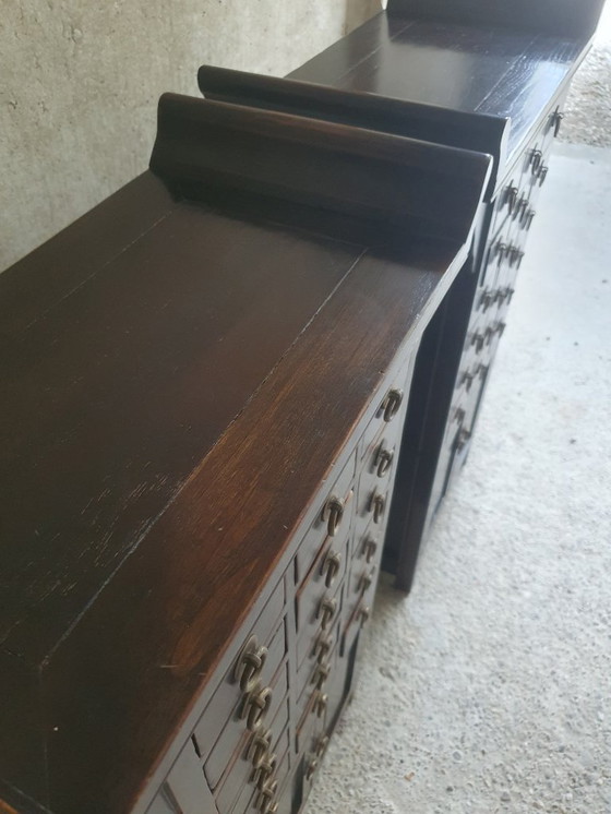 Image 1 of Pair Of Vintage Asian Apothecary Cabinets