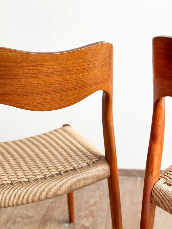 Image 1 of Set van 4 teakhouten eetkamerstoelen van Niels O. Møller voor J.L. Moller, model 71