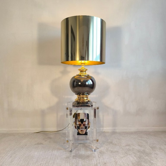Image 1 of 💎 ✨ Magnifique grande lampe italienne 1960 céramique / or — Esprit Bitossi / Zaccagnini ✨💎
